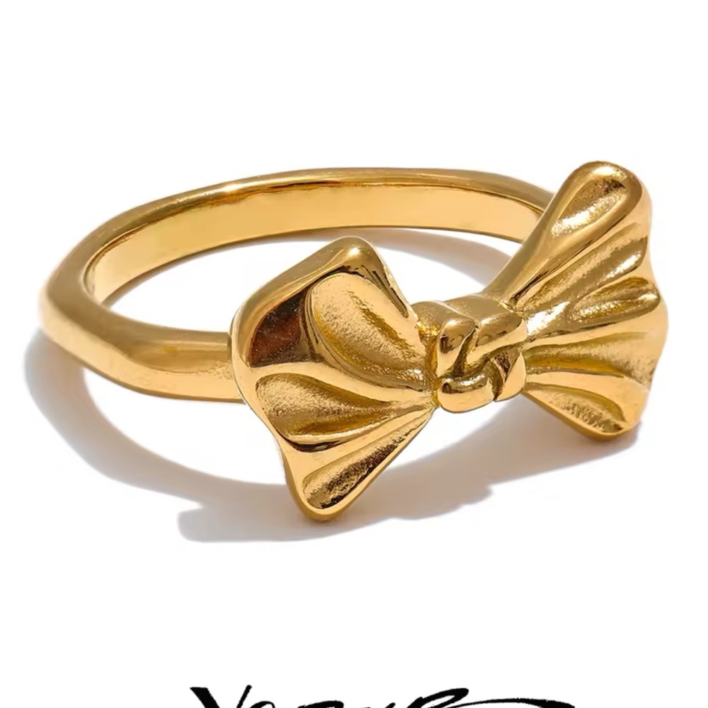 Stainless Steel Casting Bow Knot Fashion Finger Ring  Sz 8 Valentines